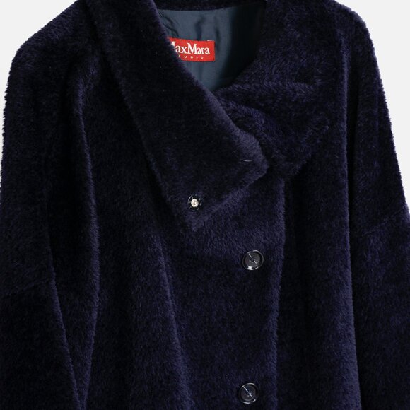 Max Mara Studio Blue Alpaca Coat - Picture 3 of 15